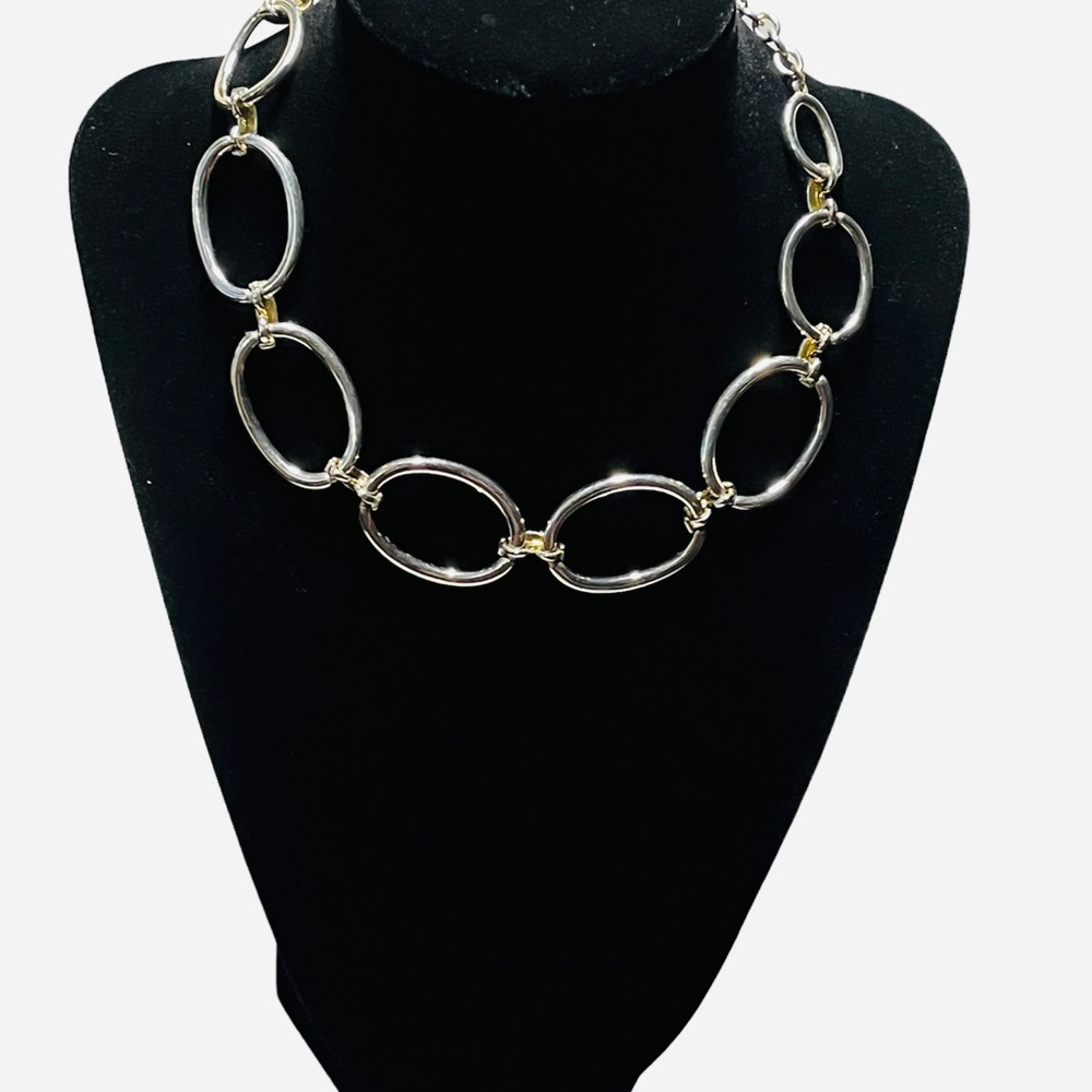 Premier Designs Silvertone Large Links Oval Chain Necklace 6-8" Drop & Extender
